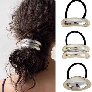 NEW! Silver Metal Hair Tie Set (3pcs)